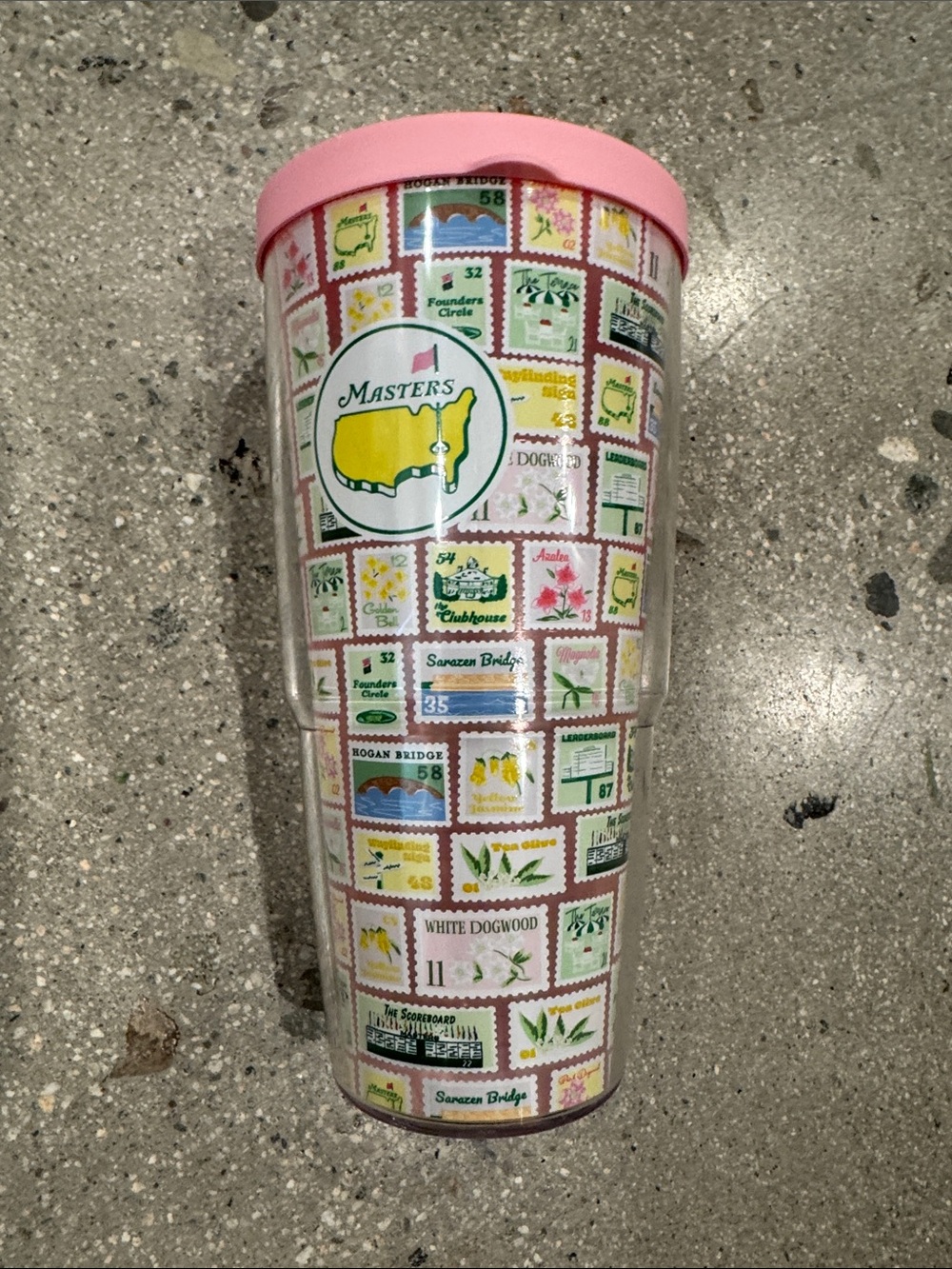 Masters Pink Stamp-Pattern Travel Tumbler - Masters